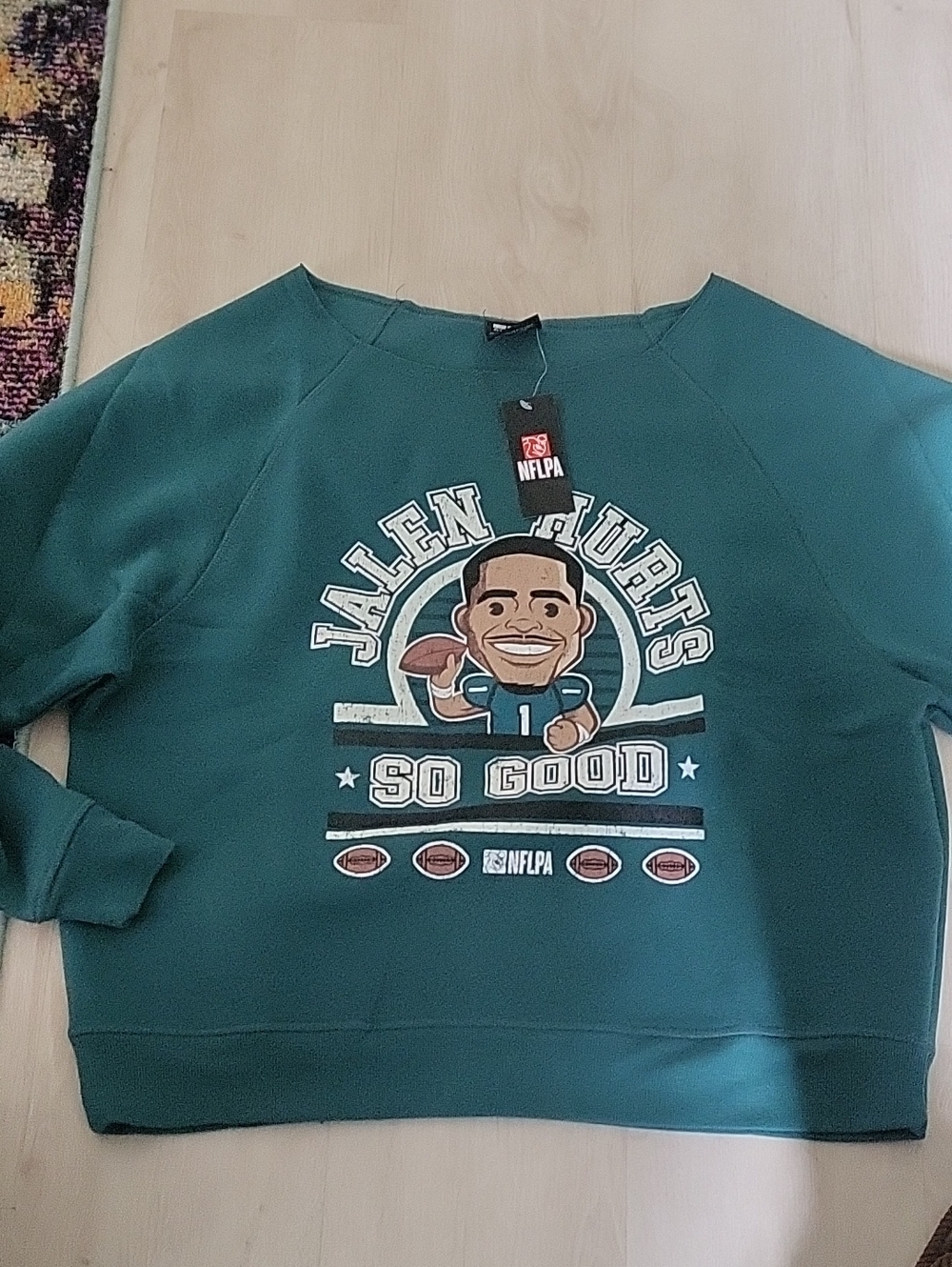 NFLPA PHILADELPHIA EAGLES Teal Crewneck Sweatshirt with Graphic